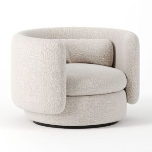 Bouclé Swivel Barrel Chair