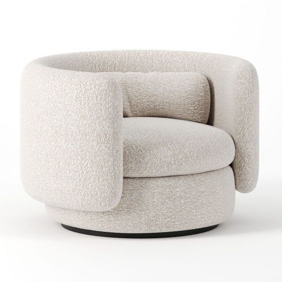 Bouclé Swivel Barrel Chair