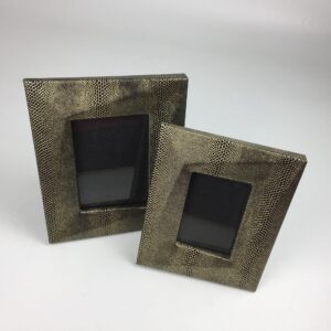 Parker picture frames with a gold faux lizard skin texture